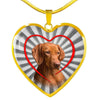Lovely Vizsla Dog Print Heart Charm Necklace-Free Shipping