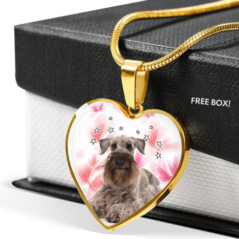 Cesky Terrier Print Heart Pendant Luxury Necklace-Free Shipping