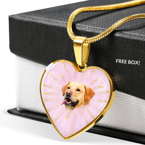 Labrador Retriever Print Heart Charm Necklaces-Free Shipping