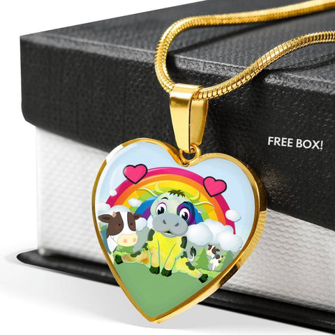 Cute Cow Print Heart Pendant Luxury Necklace-Free Shipping