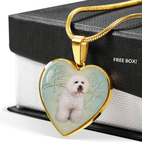 Bichon Frise Dog Heart Pendant Luxury Necklace-Free Shipping