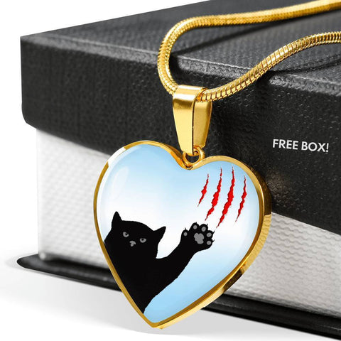 Cat Print Heart Pendant Luxury Necklace-Free Shipping