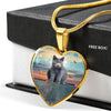 Cute Chartreux Cat Print Heart Pendant Luxury Necklace-Free Shipping
