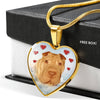 Cute Shar Pei Print Heart Pendant Luxury Necklace-Free Shipping