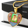 Golden Hamster Art Print Heart Charm Necklaces-Free Shipping