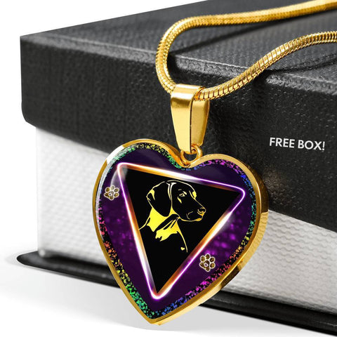 Vizsla Dog Art Print Heart Charm Necklaces-Free Shipping