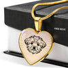 Maltese Dog Vector Art Print Heart Charm Necklaces-Free Shipping