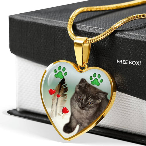 Selkirk Rex Print Heart Pendant Luxury Necklace-Free Shipping