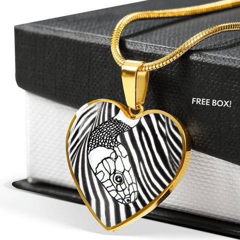 Black&White Snake Print Heart Pendant Luxury Necklace-Free Shipping