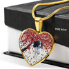English Springer Spaniel Print Heart Pendant Luxury Necklace-Free Shipping