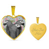 African Grey Parrot Print Heart Pendant Luxury Necklace-Free Shipping