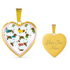 Dachshund Dog Art Print Heart Charm Necklaces-Free Shipping