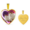 Turkish Van Cat Print Heart Charm Necklaces-Free Shipping