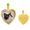 Lovely Snowshoe Cat Print Heart Pendant Luxury Necklace-Free Shipping