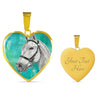 Andalusian Horse Watercolor Art Print Heart Charm Necklaces-Free Shipping