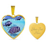 Lovely Afra Cichlid Fish Print Heart Charm Necklace-Free Shipping