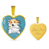 Pembroke Welsh Corgi Dog Art Print Heart Charm Necklaces-Free Shipping