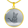 Russian Blue Cat Art Print Circle Pendant Luxury Necklace-Free Shipping