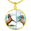 Lusitano Horse Print Circle Pendant Luxury Necklace-Free Shipping