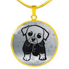 Cute Dog Art Print Circle Pendant Luxury Necklace-Free Shipping