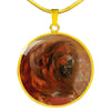 Tibetan Mastiff Dog Print Circle Pendant Luxury Necklace-Free Shipping