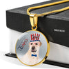 Labrador Retriever Texas Print Circle Pendant Luxury Necklace-Free Shipping