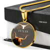 Texas Longhorn Cattle (Cow) Print Circle Pendant Luxury Necklace-Free Shipping