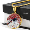 English Springer Spaniel Print Circle Pendant Luxury Necklace-Free Shipping