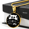 " I Love My Cat" Print Circle Pendant Luxury Necklace-Free Shipping