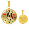 Cute Boston Terrier Print Circle Pendant Luxury Necklace-Free Shipping
