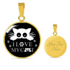 " I Love My Cat" Print Circle Pendant Luxury Necklace-Free Shipping