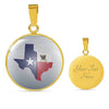 Pug Dog Texas Print Circle Pendant Luxury Necklace-Free Shipping