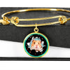 Syrian Hamster Print Circle Pendent Luxury Bangle-Free Shipping