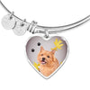 Cute Norwich Terrier Print Luxury Heart Charm Bangle-Free Shipping