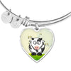 Cute Cow With Butterfly Print Heart Pendant Bangle-Free Shipping