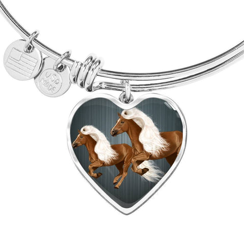 Haflinger Horse Print Heart Pendant Bangle-Free Shipping