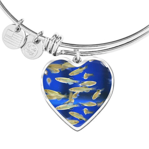 Zebrafish Fish Print Luxury Heart Charm Bangle-Free Shipping