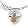 Australian Terrier Print Luxury Heart Charm Bangle -Free Shipping