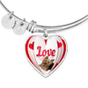 Yorkshire Terrier(Yorkie) Love Print Heart Pendant Luxury Bangle-Free Shipping