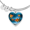 Common Goldfish Print Heart Pendant Luxury Bangle-Free Shipping