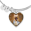 Australian Silky Terrier Dog Print Heart Pendant Bangle-Free Shipping