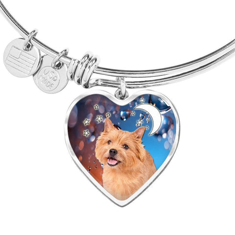 Norwich Terrier Print Luxury Heart Charm Bangle-Free Shipping