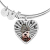 Dandie Dinmont Terrier Print Luxury Heart Charm Bangle-Free Shipping