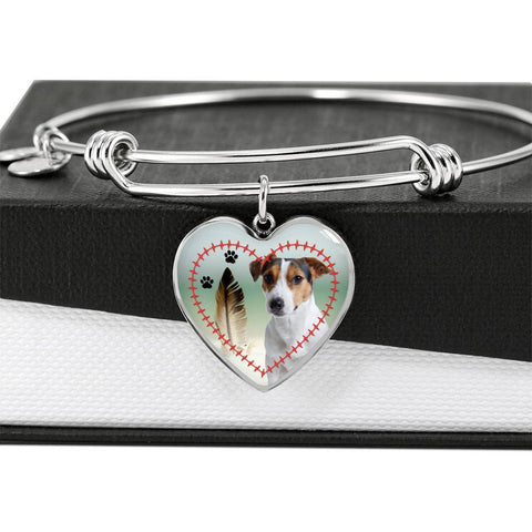 Jack Russell Terrier Print Luxury Heart Charm Bangle-Free Shipping