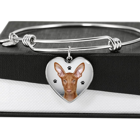Cute Pharaoh Hound Print Luxury Heart Charm Bangle-Free Shipping