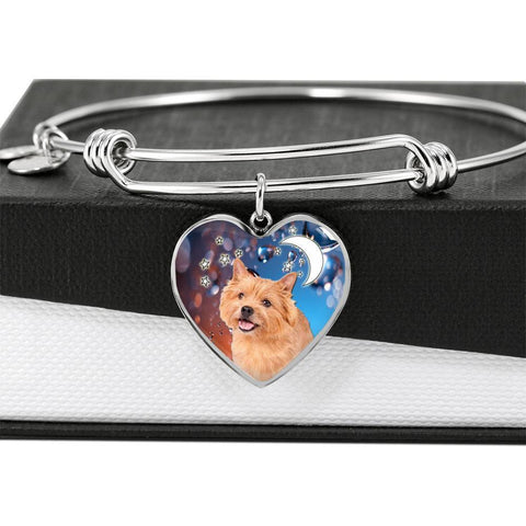 Norwich Terrier Print Luxury Heart Charm Bangle-Free Shipping