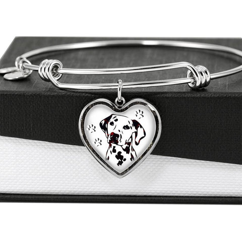 Lovely Dalmatian Dog Print Heart Pendant Bangle-Free Shipping