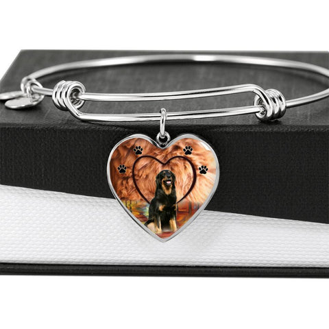 Cute Hovawart Dog Print Luxury Heart Charm Bangle-Free Shipping