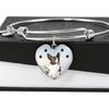 Cardigan Welsh Corgi Print Luxury Heart Charm Bangle-Free Shipping