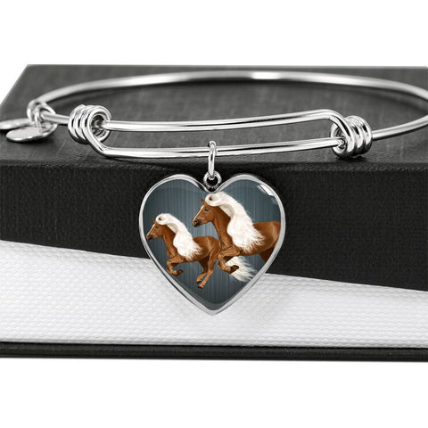 Haflinger Horse Print Heart Pendant Bangle-Free Shipping